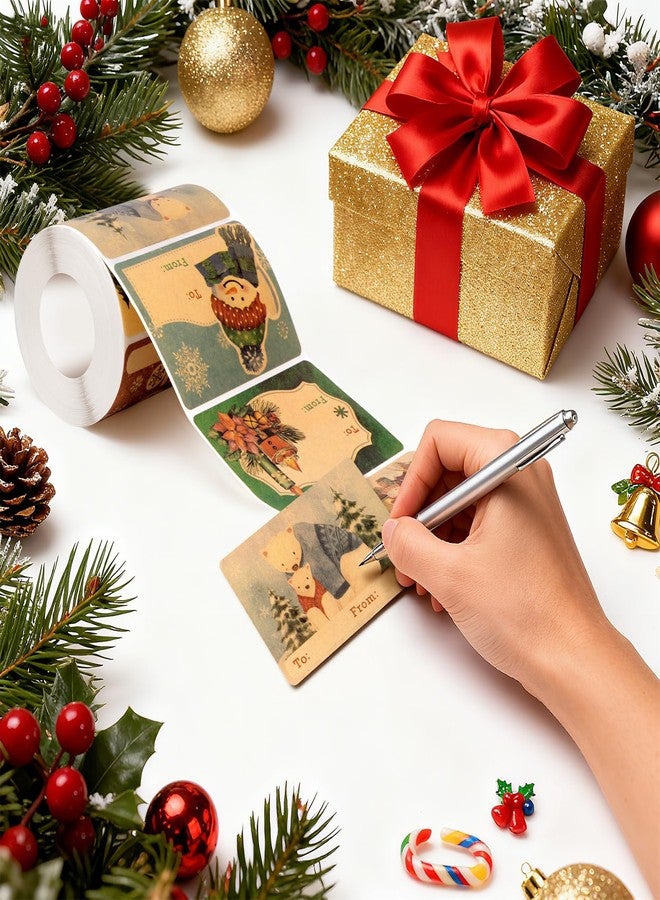 Sokfone 250pcs Christmas Gift Tags Self-Adhesive - 2"x3" Festive Paper Gift Name Tags for Presents and Bags, Holiday Gift Tags - Image 4